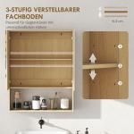 Badrumsskåp med Spegel Ekfärgad MDF för Badrum Väggskåp med Öppen Hylla och Spegeldörr Modern Förvaring och Platsbesparande Design
