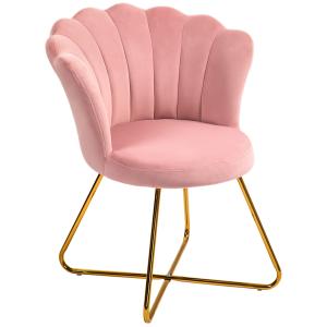 Stoppad Accentstol med Lotus-design Ryggstöd och Metallben, Rosa