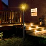 Solcellsdriven Trädgårdslykta LED, Modern Gatulykta med Sensor, Vattentät Utomhusbelysning för Uppfart, Svart, 22 x 22 x 194 cm