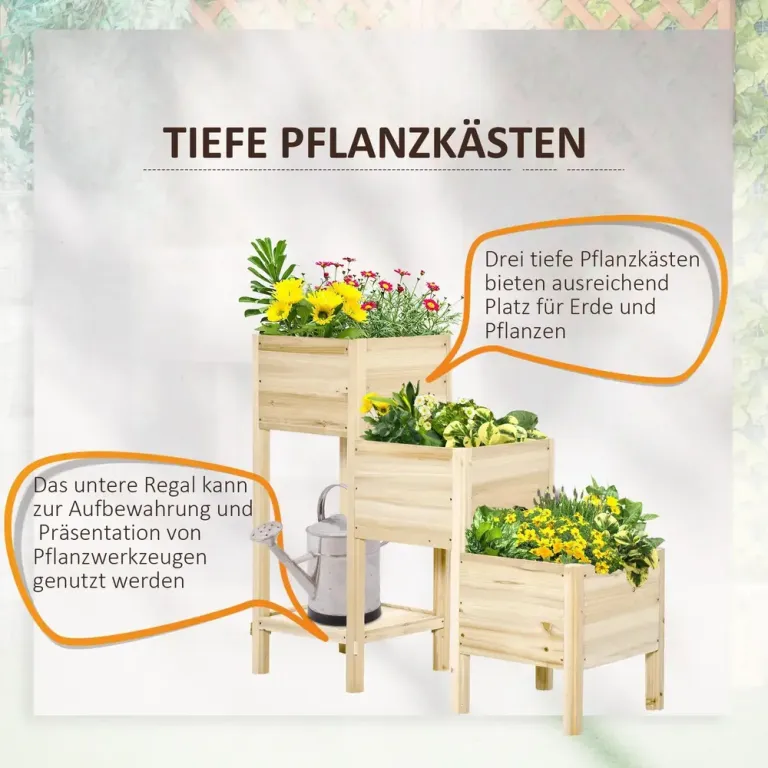 Odlingskrage Blomtrappa i Trä 3 Våningar Upp