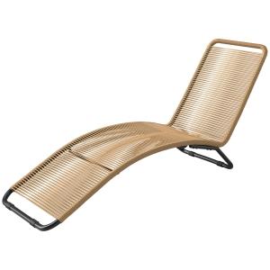 Solstol Solsäng Väderbeständig Trädgårdssäng Natur av Polyrotting för Balkong och Trädgård Relaxstol med UV-Skydd 176 x 58 x 82 cm