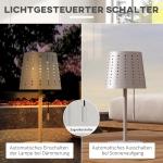 Bordslampa Utomhuslampa Ljusgrå av Plast för Trädgård och Terrass LED Solar Lampa Dimbar och Vattentät IP44