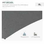 Fribärande Paraply Solskydd Mörkgrå av Polyester och Metall för Trädgård med LED Belysning och Handvev Inklusive Korsfot 290 x 260 cm