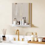 Badrumsspegel med Hylla Vit Glas och MDF för Badrum och Hall Väggspegel med Förvaringshylla Modern Design och Praktisk Avlastning 50 x 60 cm