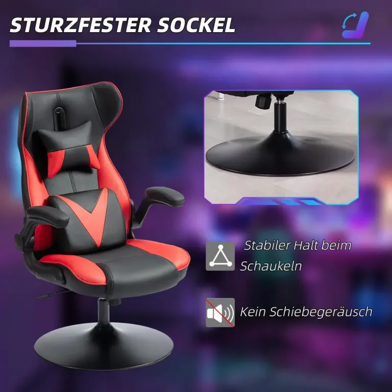 Gamingstol Datorstol Svart Röd av Konstläder och Metall