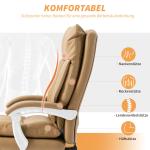 Ergonomisk Kontorsstol med Svankstöd, Hopfällbart Armstöd och Fotstöd, Ljusbrun