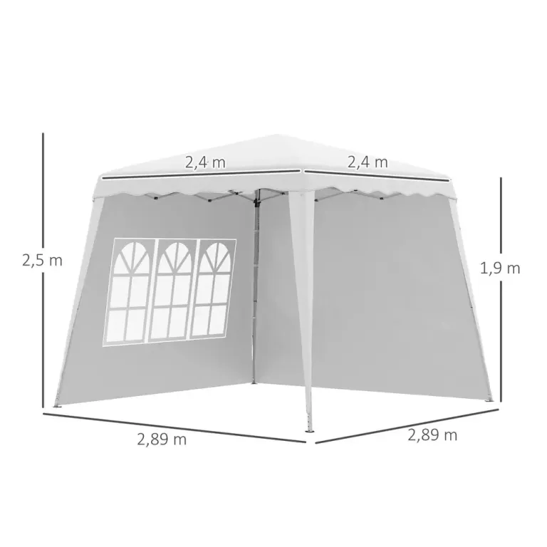 Hopfällbar Paviljong Partytält Vit av Oxford 2,4 x 2,4 m