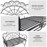 Trädgårdsbänk Svart Metall 2-Sits Soffa med Ryggstöd och Armstöd Rostskyddsbehandlad för Utomhusbruk 107 X 55,5 X 90,5 Cm