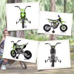 Elmotorcykel för Barn, 12V, med Musik och Träningshjul, 3–6 År, Grön