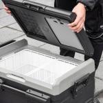 Elektrisk Kylbox med Hjul 40L, Portabel Kyl och Frys för Bil och Båt, Effektiv Kylning med Kompressor, Grå/Svart, 12/24V