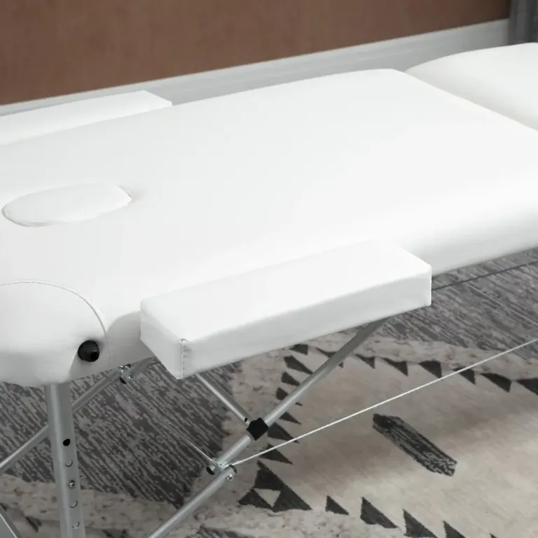 Hopfällbar Massagebänk i Aluminium, Vit