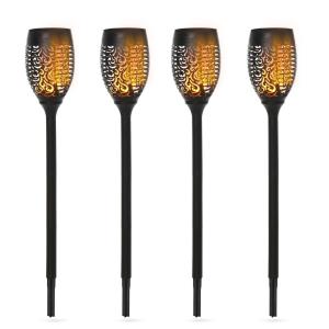 Solar Trädgårdslampor 4-Pack IP44 Vattentät 6-8 H Belysningstid Varm Ljuskälla Plast Svart Ø12 X H72 Cm