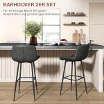 Barstolar Bistropallar Mörkgrå av Stål och Tyg för Kök Set om 2 Vridbara Stolar med Ryggstöd 48,5 x 48 x 98 cm