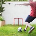 Fotbollsmål Rebounder Röd av Metall och Nät för Fotbollsträning Hopfällbar Kickback Vägg Justerbar 63 x 63 cm