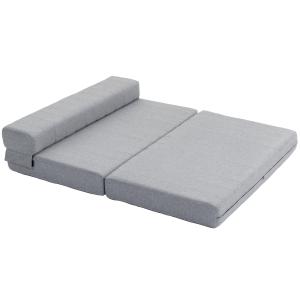 Bäddsoffa 2-Sits Soffa Grå av Sammetslook och Trä för Vardagsrummet Stoppad Soffa med Sängfunktion och Justerbart Ryggstöd