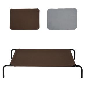 Hundsäng Utomhusbädd Kaffebrun Oxford Tyg och Metall för Husdjur Ventilerande och Upphöjd 130 X 80 X 20 Cm