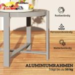 Runt Trädgårdssidobord i Aluminium, Balkongbord med Marmor Look, Grå