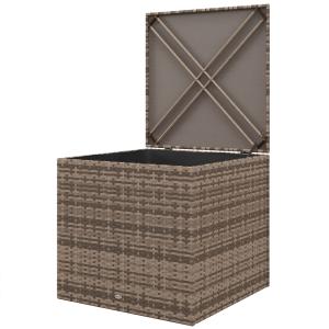 Polyrattan Förvaringslåda med Tyginredning, Metallram, Svart, 75 x 75 x 70 cm