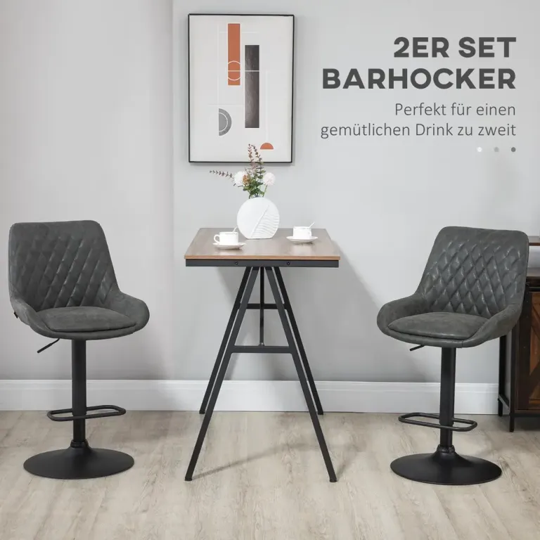 Barstolar Köksstolar Set om 2 Mörkgrå av Konstläder
