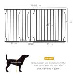 Hundgrind Säkerhetsgrind Svart av Stål och ABS för Dörrar Justerbar med Dubbelt Låssystem Ingen Borrning 75-145 cm