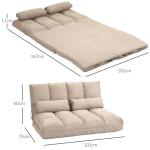 Golvstol Bäddfåtölj 2-i-1 med Ryggstöd Beige av Sammet och Stål för Vardagsrum Justerbar Säng med 3 Lägen 102 x 73 x 60 cm