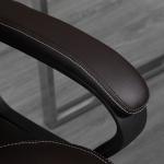 Kontorsstol med Massagefunktion, Höj- och Sänkbar Chefsstol, Ergonomisk Snurrstol, 6 Vibrationspunkter, Brun
