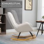 Gungstol Relaxstol Krämvit av Linne och Metall för Avkoppling Bekväm Fåtölj med Träben Modern Design 69 x 90 x 100 cm