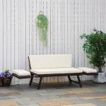 Trädgårdssoffa Polyrattan 2-Sits Hopfällbar Loungesoffa med Armstöd Stål för Terrass och Balkong Brun 129 X 63 X 67 Cm