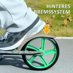 Sparkcykel Barnsparkcykel Hopfällbar Grön av Metall och Plast för Barn 6-12 År Skoter med Stora Hjul och Broms