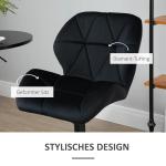 Barstolar i Konstläder 2-Pack, Snurrbara Köksstolar med Ryggstöd, Justerbar Höjd och Bekväm Sits, Svart, 51,5 x 57,5 x 93-114,5 cm
