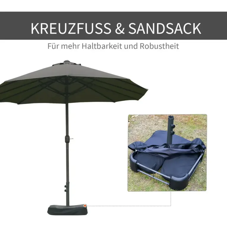 Ovalt Dubbelparasoll med Vev Stort 460 x 270 x 240 cm