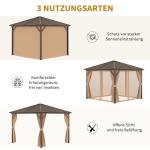 Trädgårdspaviljong med Dubbla Väggar, Rymligt Partytält med Lyktkrok, Elegant Solskydd för Sommarfester, Brons/Ljusbrun, 3 x 3 m