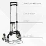 Hopfällbar Magasinkärra i Aluminium, Robust Transportkärra med Rep, Smidig Flyttvagn för Tunga Lyft, Silver, 70 kg