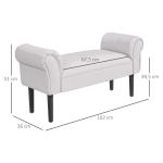 Sängbänk, Klädd Sittbänk, Hallsbänk för Sovrum, upp till 130 kg, Canvastyg, Grå, 102 x 36 x 51 cm