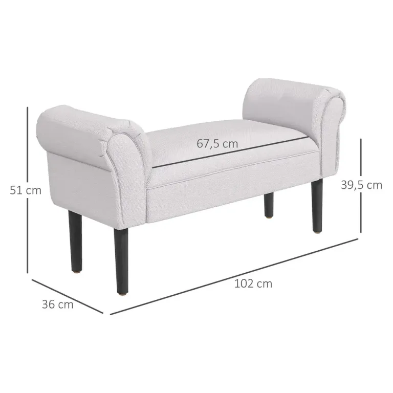 Sängbänk Klädd Sittbänk Hallsbänk Upp 102 x 36 x 51 cm