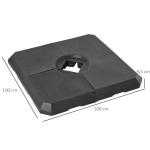 Paraplyvikt 4-Pack Paraplyställ Kan Fyllas med 80 Kg Vatten eller 120 Kg Sand HDPE Svart 100 X 100 X 9,5 Cm