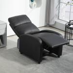 TV-Fåtölj med Liggfunktion Recliner Mjukt Stoppad Relaxstol Konstläder Justerbart Ryggstöd och Fotstöd Svart