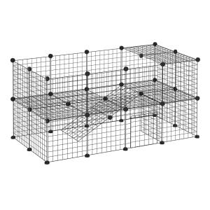 Säkerhetsgrind och Lekhage för Smådjur Flexibel Valphage 36 Paneler för Inomhus och Utomhus Svart 146 X 73 X 73 Cm