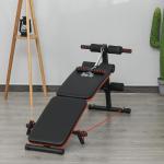 Sit Up Bench Buktränare Justerbar och Hopfällbar Multifunktionell Träningsbänk med Träningslinor upp till 110 Kg Stål Svart Röd