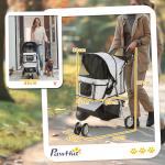 Hundvagn Husdjursvagn Buggy Grå Polyester för Hundar och Katter Mångsidig Hopfällbar och Lättmanövrerad