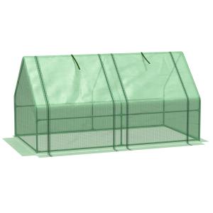 Växthus Stabil Grön Stål för Balkong och Trädgård med Två Rullfönster och Gitterfolie för Odling av Tomater och Plantor i PE 180 x 90 x 90 cm