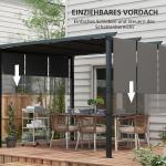 Gazebo Pergola Mörkgrå av Stål och Polyester för Trädgård och Terrass Paviljong med Sidovägg och Altantak Väderbeständig 3,5 x 3 m