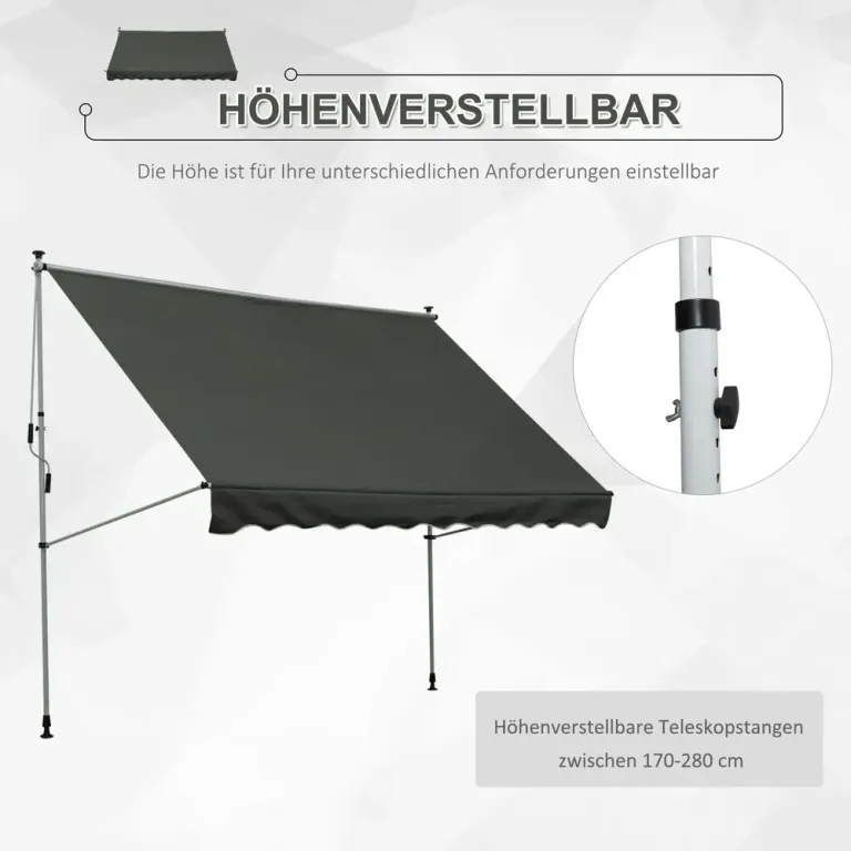 Klämmarkis med Handvev Höjdjusterbar Ledarmsmarkis 150 cm