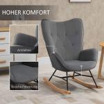 Gungstol i Sammet med Stålram, Bekväm Vilostol med Hög Rygg, Modern Design för Vardagsrummet, Grå