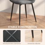Set med 4 Köksstolar med Ryggstöd, Sammetslook, Stoppade med Metallben, Grå