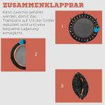 Studsmatta Fitness Rebounder Hopfällbar Svart av Stål och Tyg för Vuxna Ministudsmatta med Handtag 100 kg Ø 102 cm
