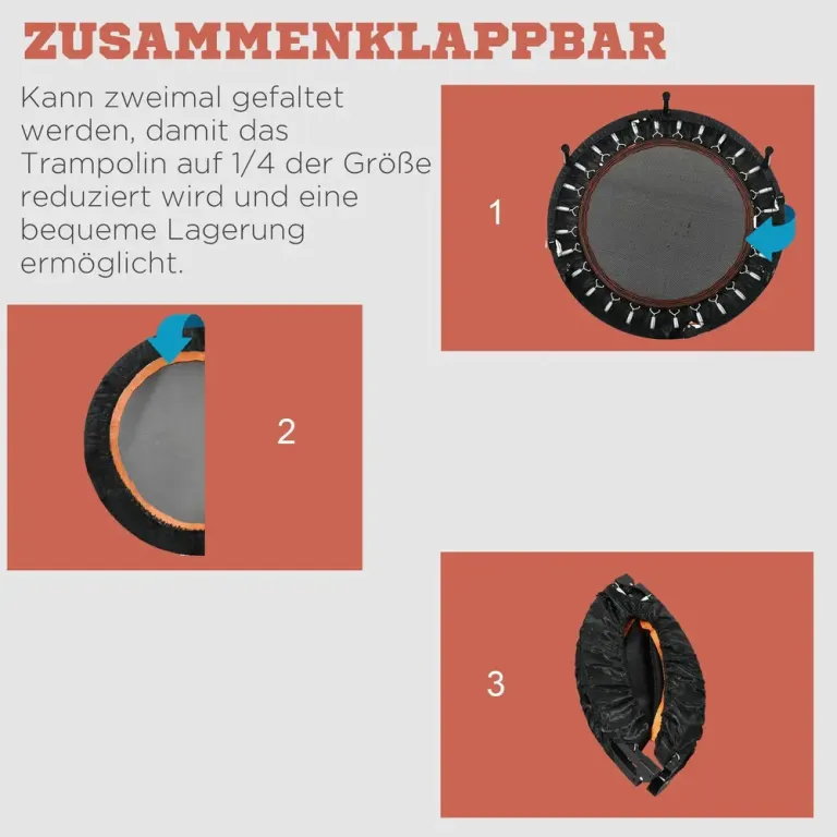 Studsmatta Fitness Rebounder Hopfällbar Svart 102 Cm