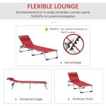 Justerbar Solsäng i Mesh, Hopfällbar Solstol med 5 Lägen, Ergonomisk Design för Trädgård och Pool, Röd, 165 x 60 x 76 cm