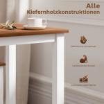 Matsalsset, Matbord med 4 Stolar i Furu, Brun+Vit