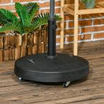Parasollställ Paraplyhållare Svart av Konstharts för Trädgård och Balkong Mobil med Hjul för Ø38-48mm Stolpar 23,5 kg